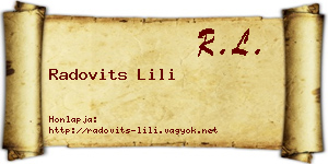 Radovits Lili névjegykártya